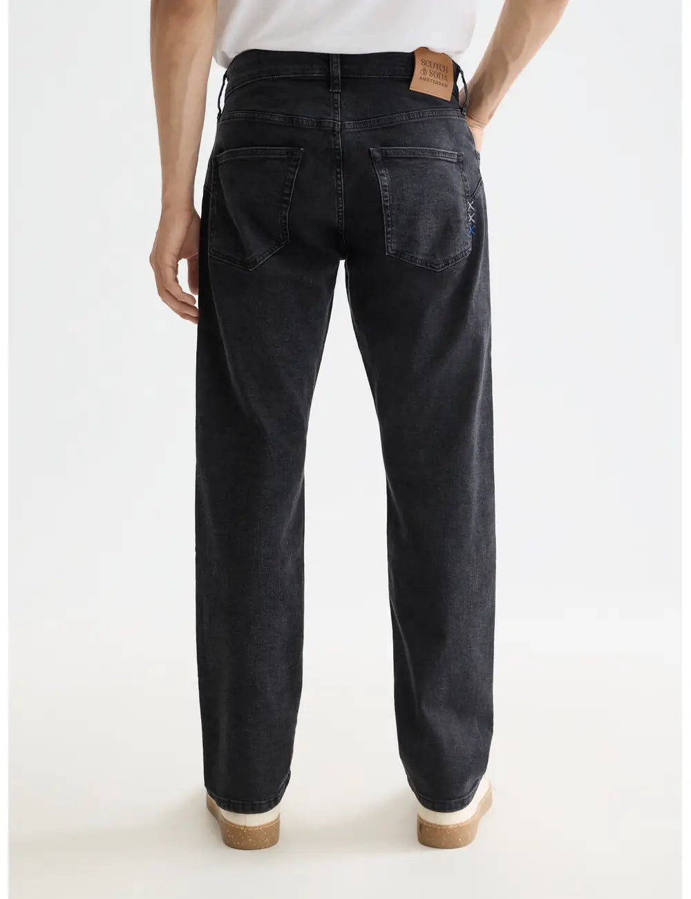 Core The Zee Straight Jeans — City Black back view showing fit and finish by Scotch & Soda