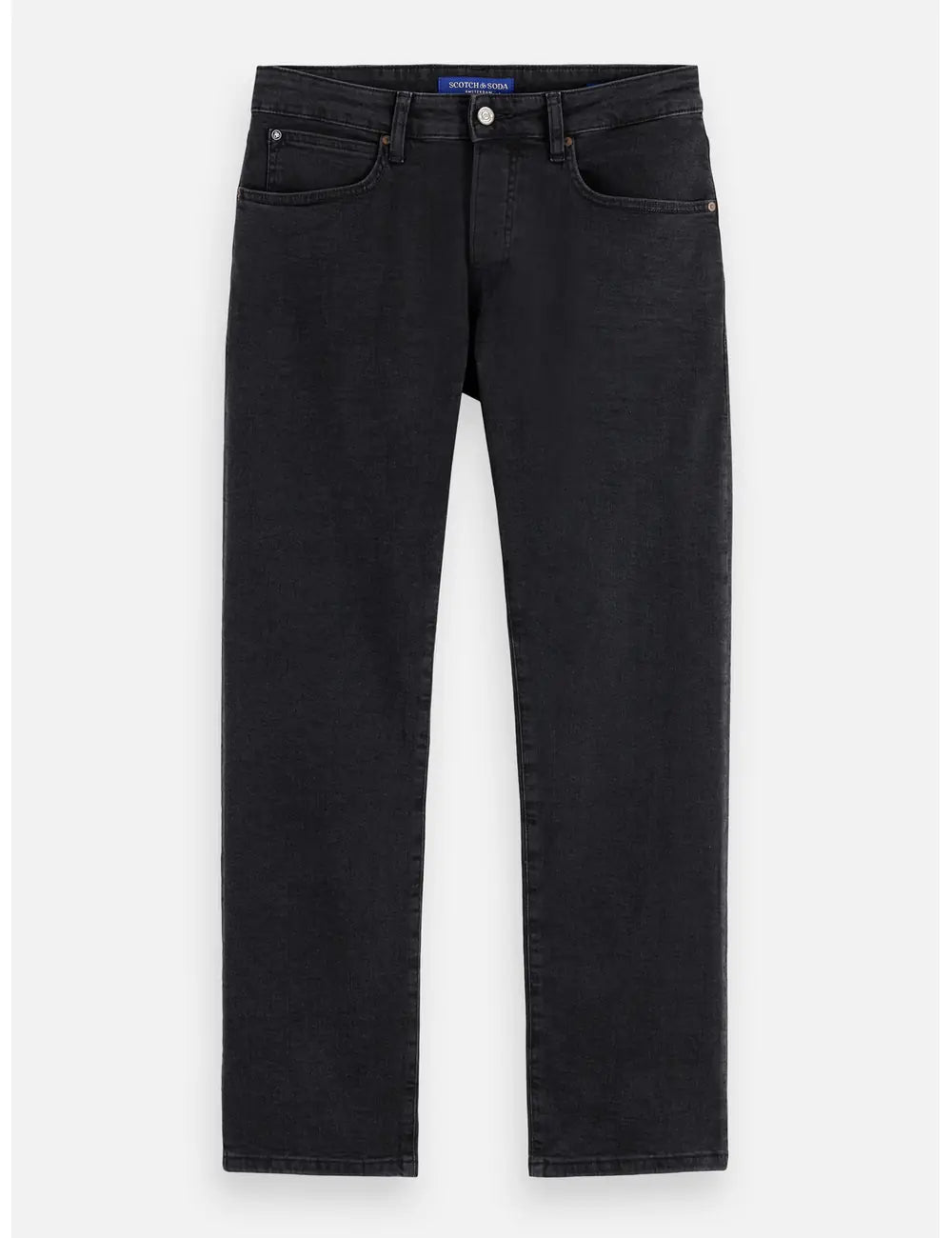 Core The Zee Straight Jeans — City Black front view showing fit and finish by Scotch & Soda