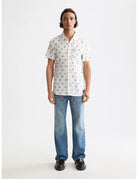 Printed Shirt White full model shot showing overall fit by Scotch & Soda
