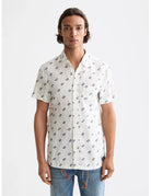 Printed Shirt White close-up on model showing fit and detail by Scotch & Soda