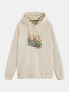 loose-fit-embroidered-artwork-hoodie front view by Scotch & Soda