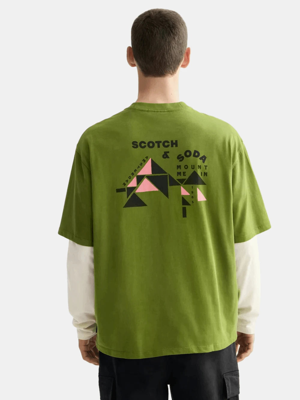 loose-fit-front-and-back-artwork-t-shirt back view by Scotch & Soda