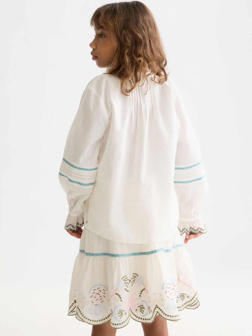 Girls Embroidered long-sleeve cotton shirt