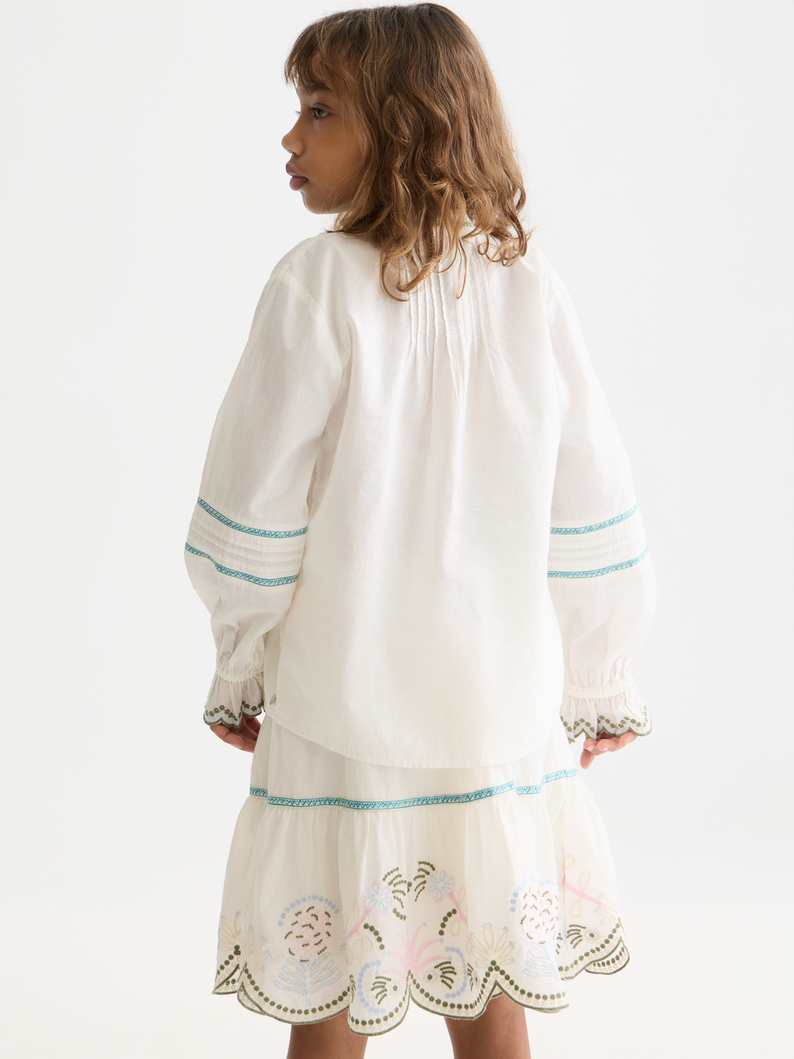 Girls Embroidered long-sleeve cotton shirt