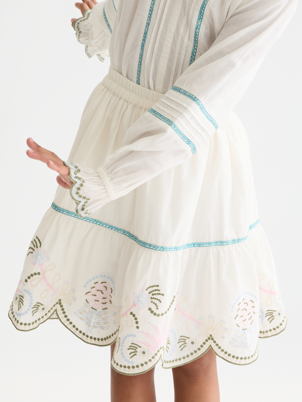 Girls Embroidered cotton skirt