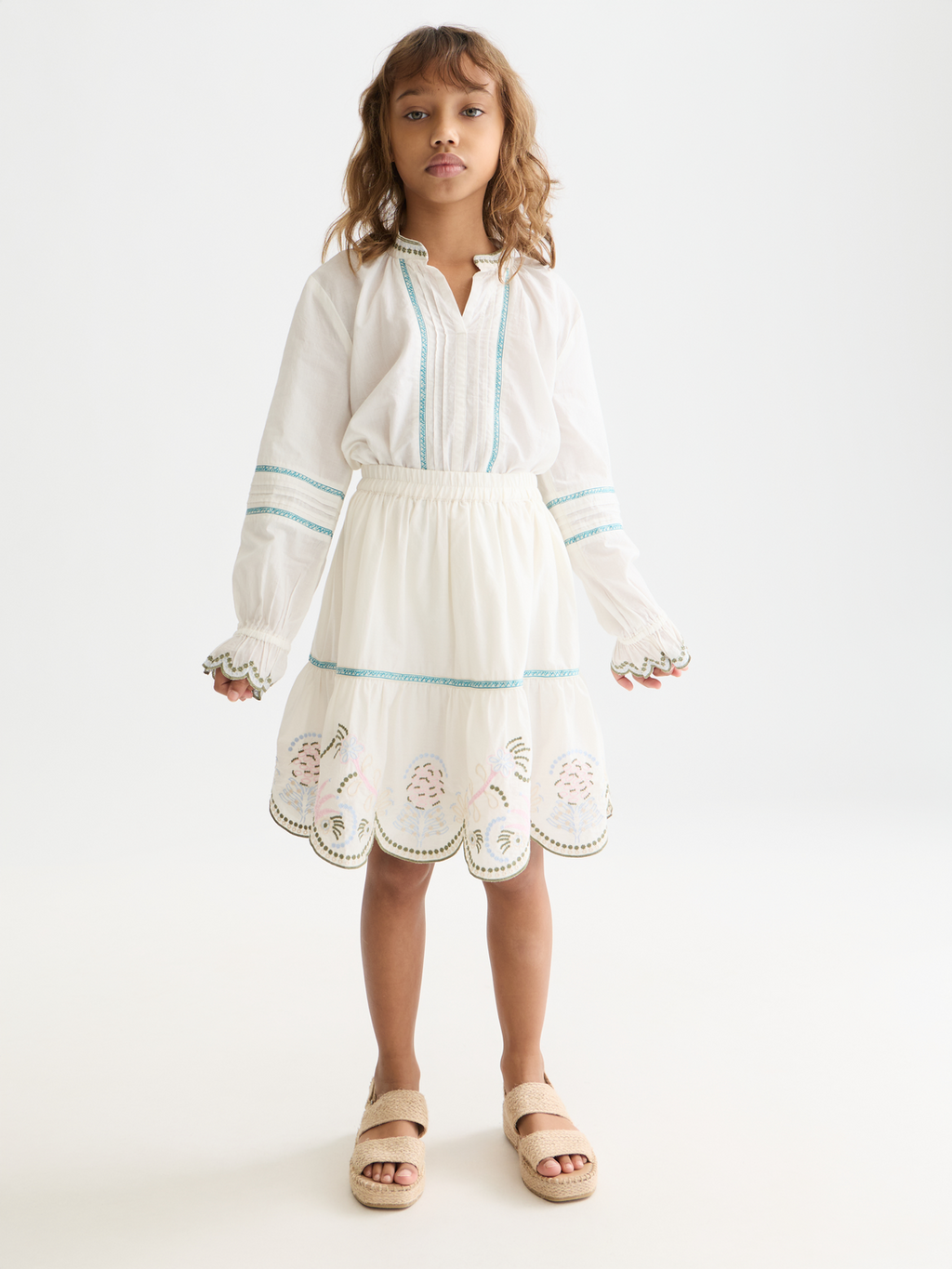 Girls Embroidered cotton skirt
