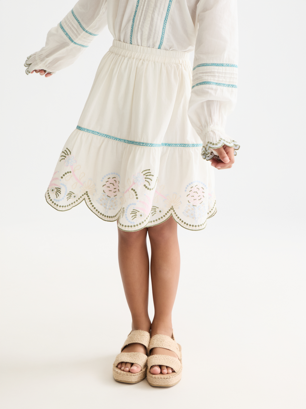 Girls Embroidered cotton skirt