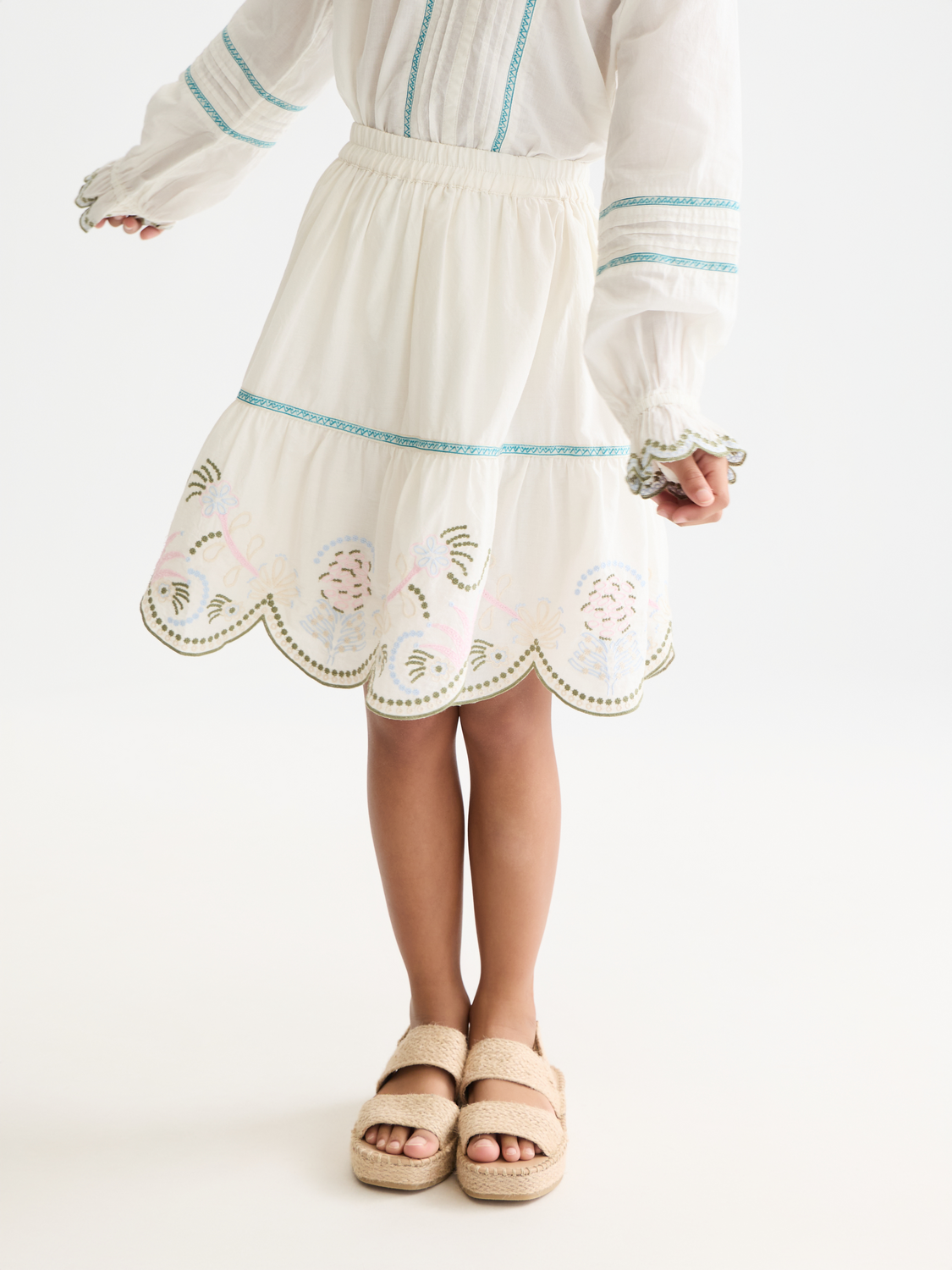 Girls Embroidered cotton skirt
