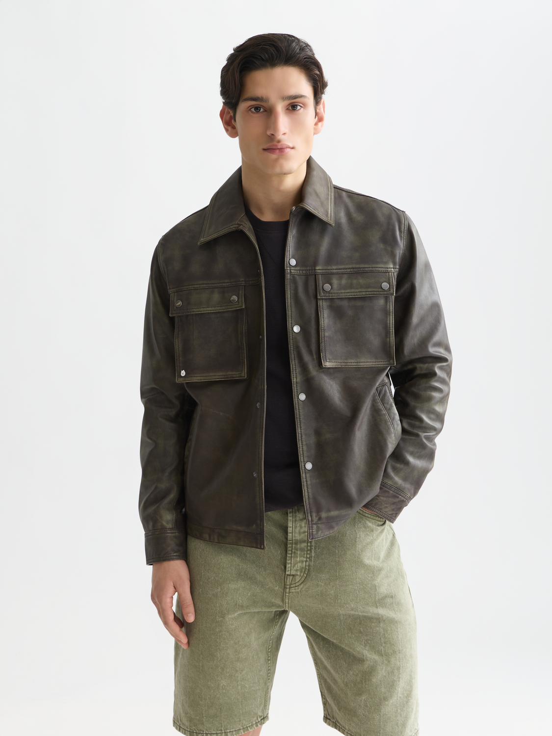 Brushed leather jacket