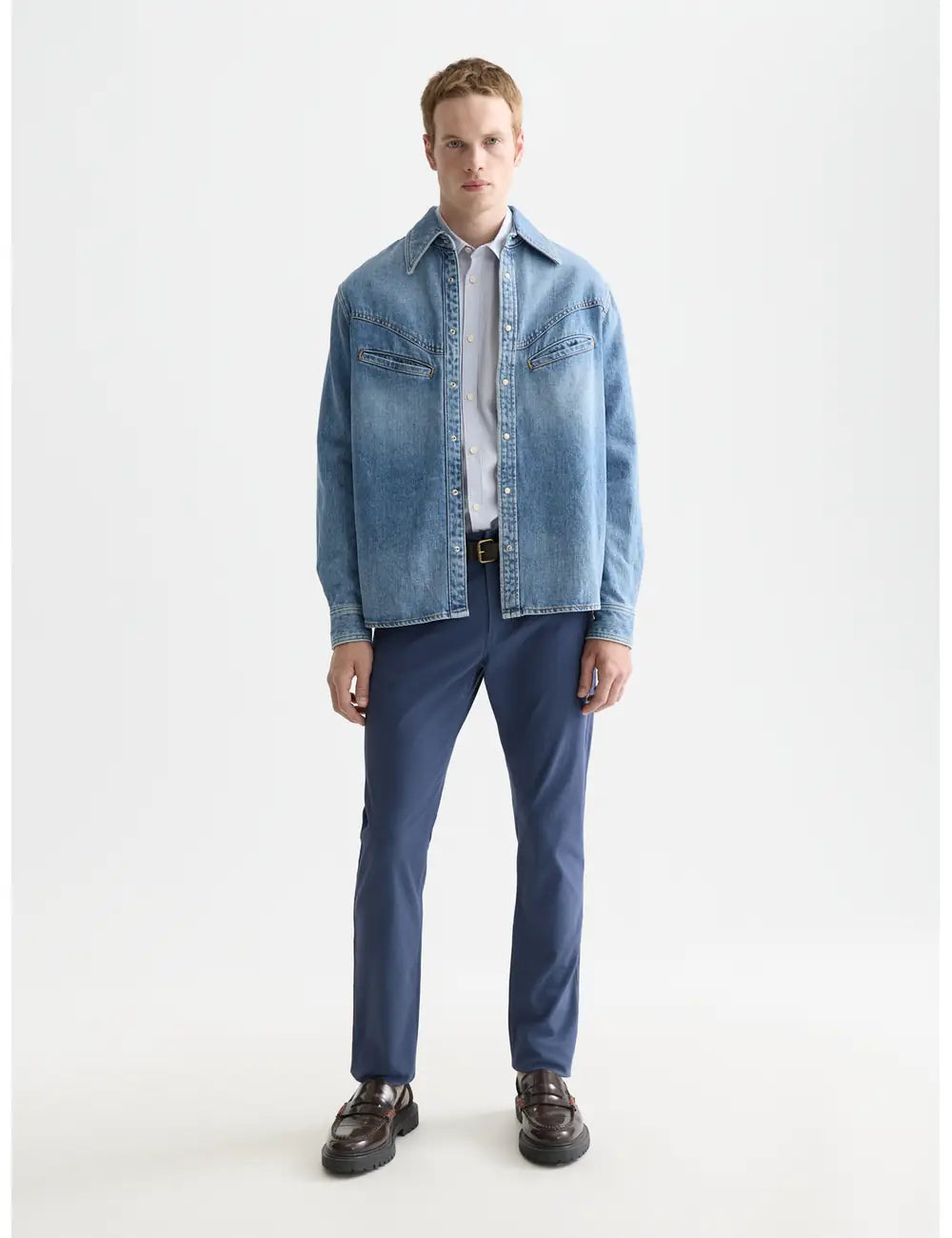 Ralston Stretch Cotton-twill 5-pocket Pant front view showing fit and finish by Scotch & Soda