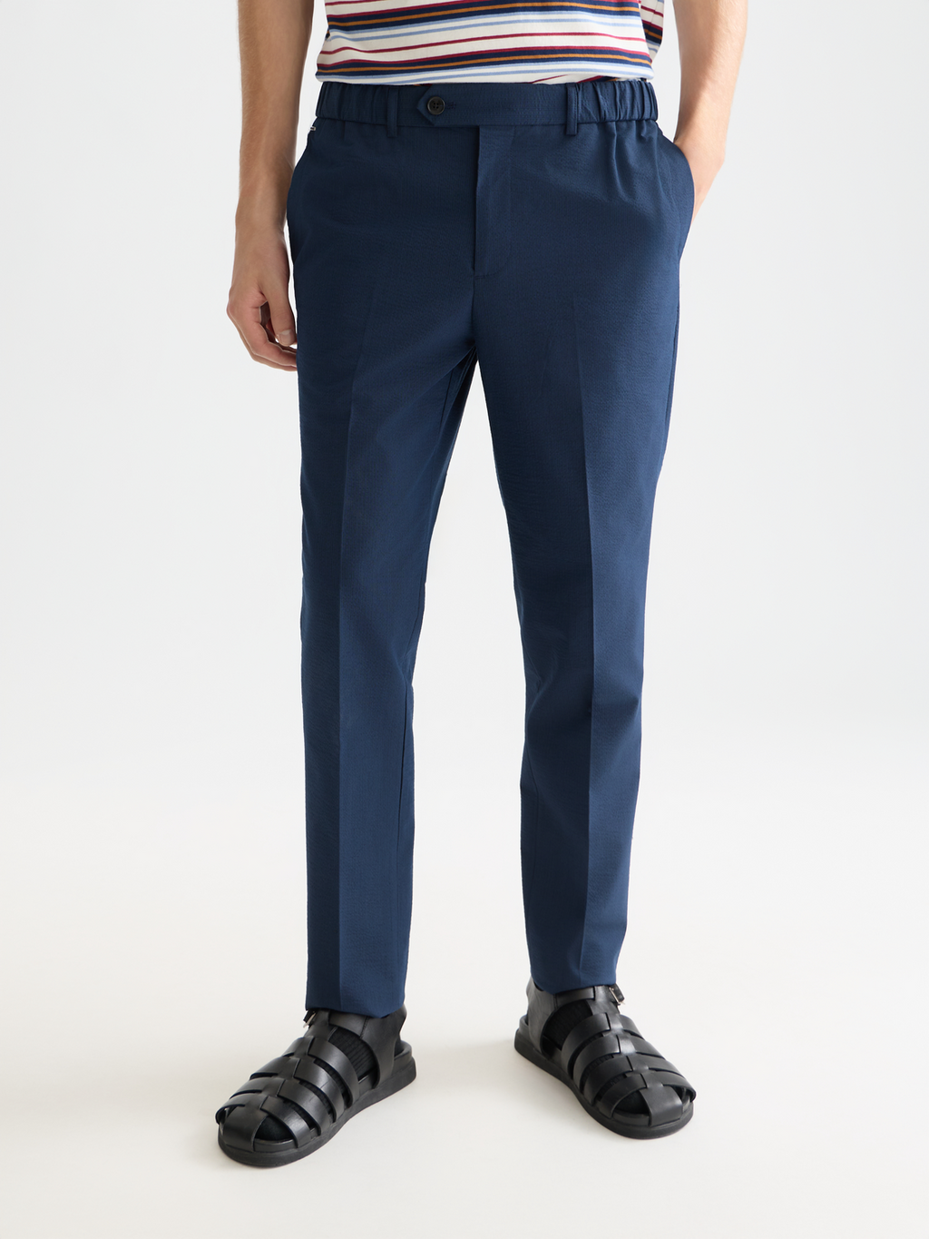 Warren seersucker cotton-blend straight jogger