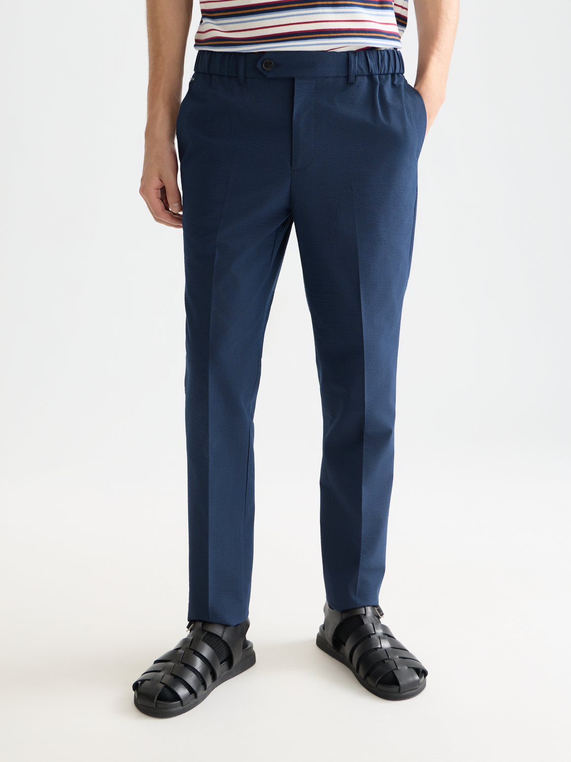 Warren seersucker cotton-blend straight jogger