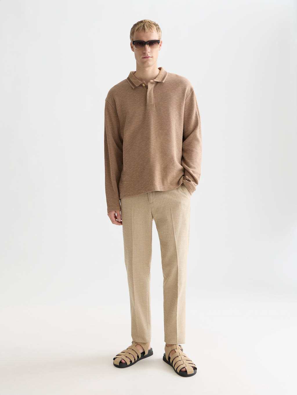 Stuart structured linen-blend slim chino