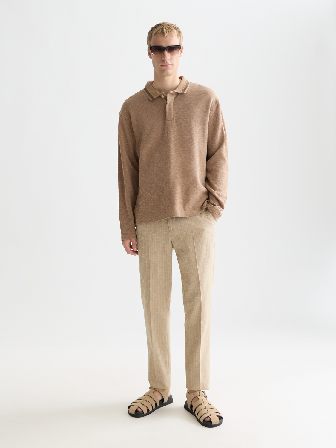 Stuart structured linen-blend slim chino