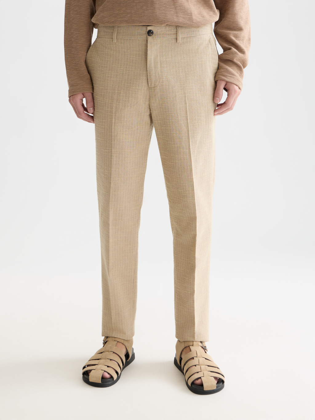 Stuart structured linen-blend slim chino