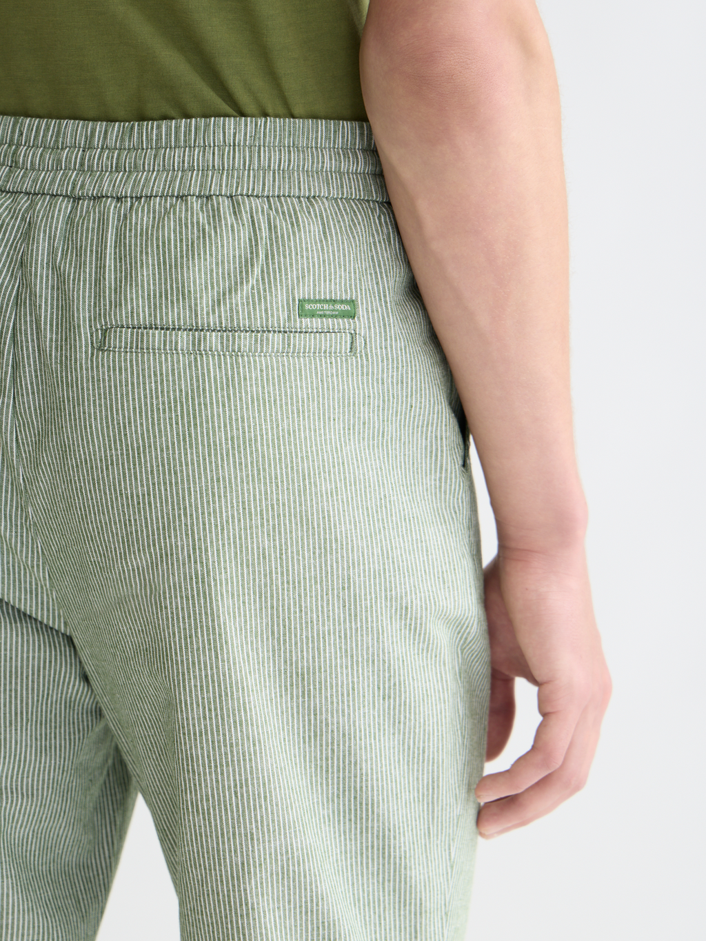 Warren striped cotton-linen straight jogger