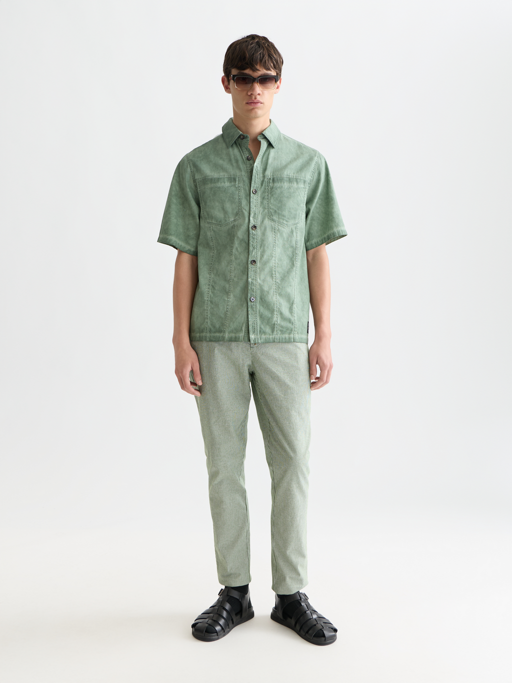 Warren striped cotton-linen straight jogger