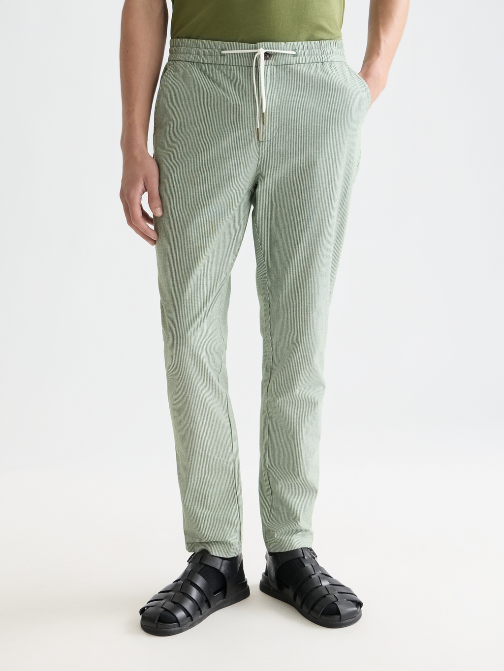 Warren striped cotton-linen straight jogger