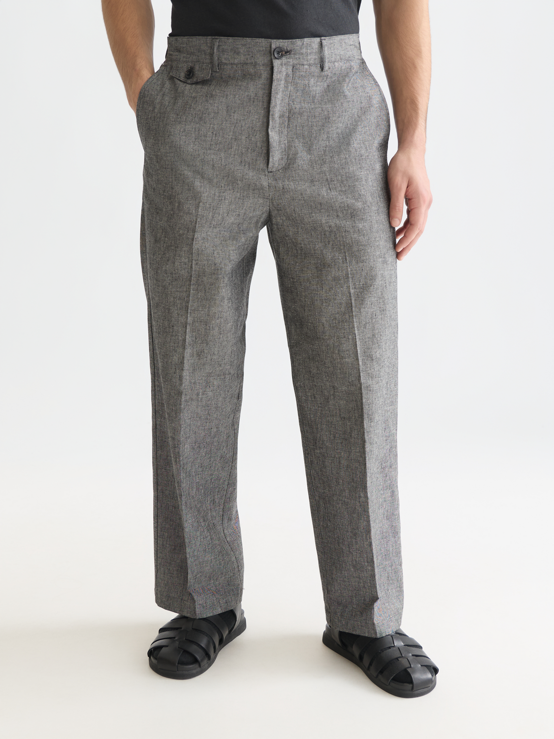 Otis tailored cotton-linen relaxed straight jogger