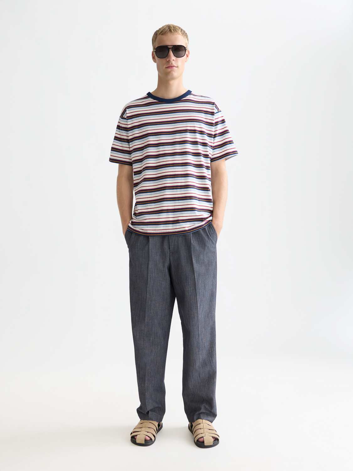 Oliver pleated linen-blend relaxed straight jogger