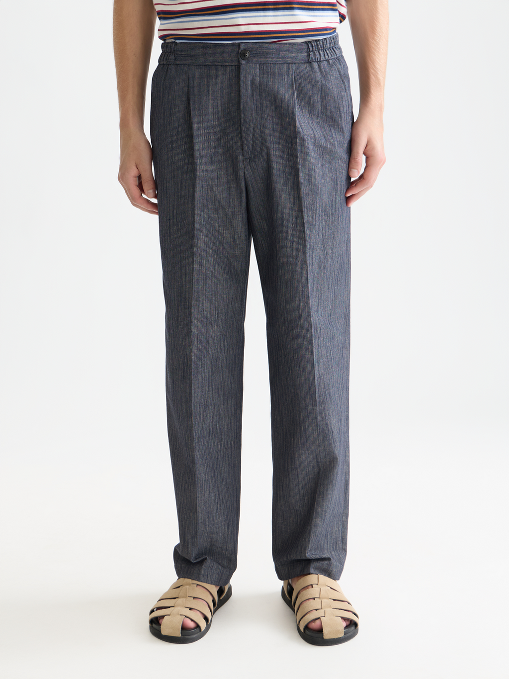 Oliver pleated linen-blend relaxed straight jogger