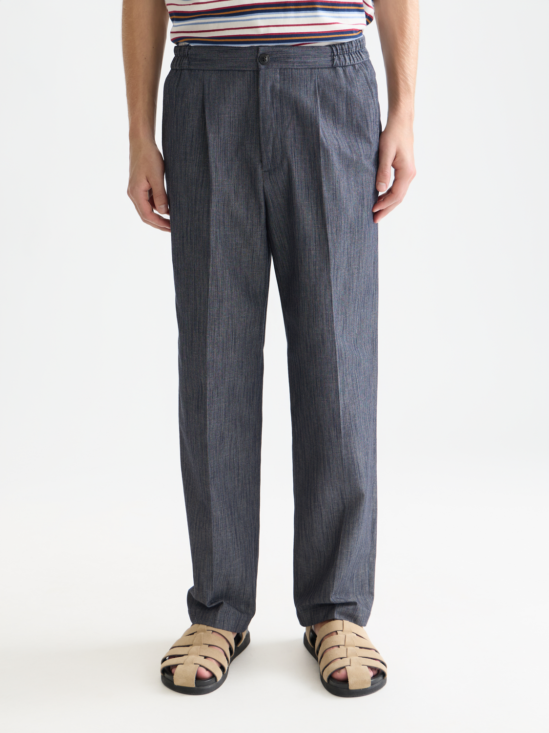 Oliver pleated linen-blend relaxed straight jogger