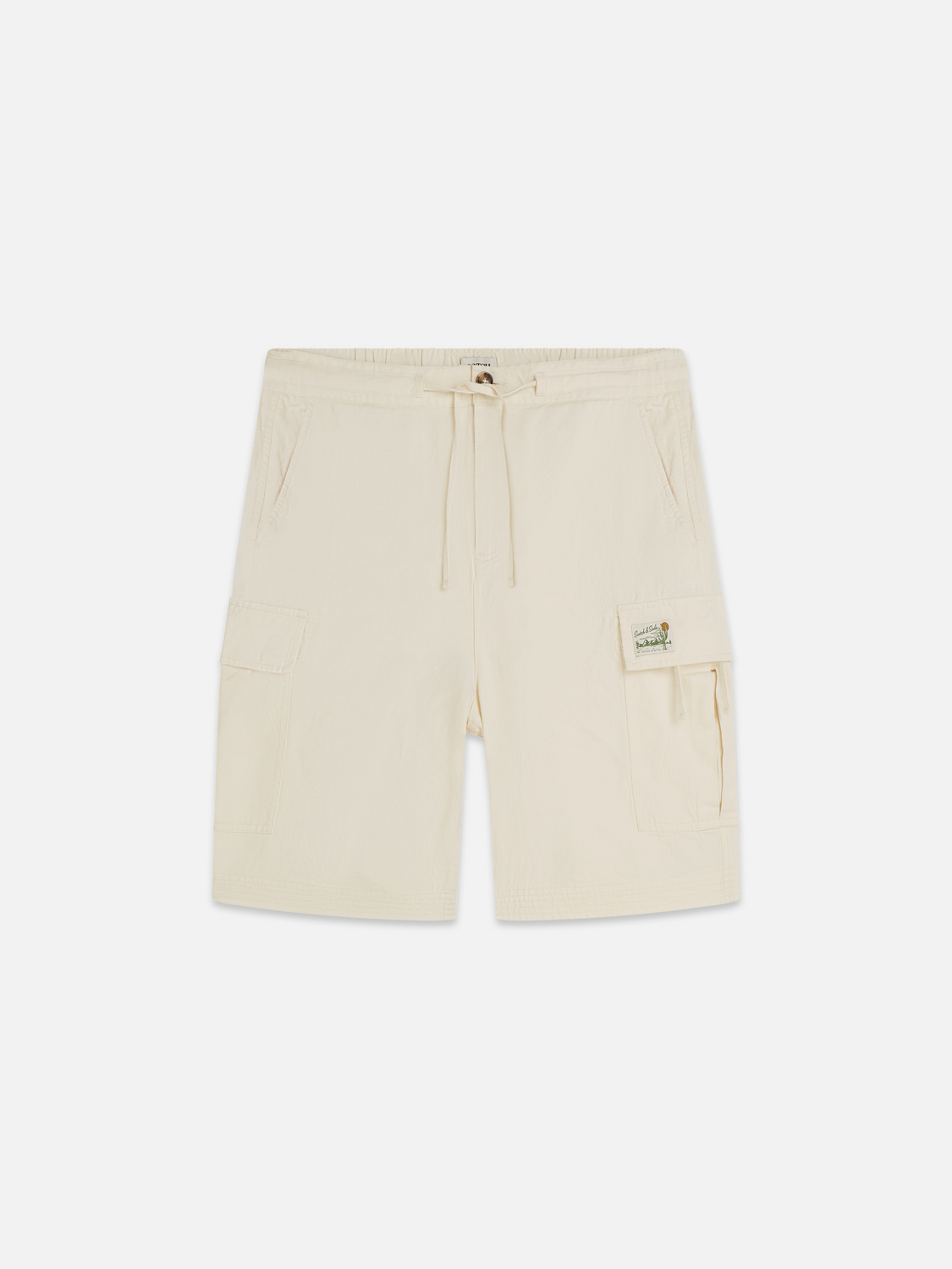 Linen-blend relaxed cargo bermuda shorts
