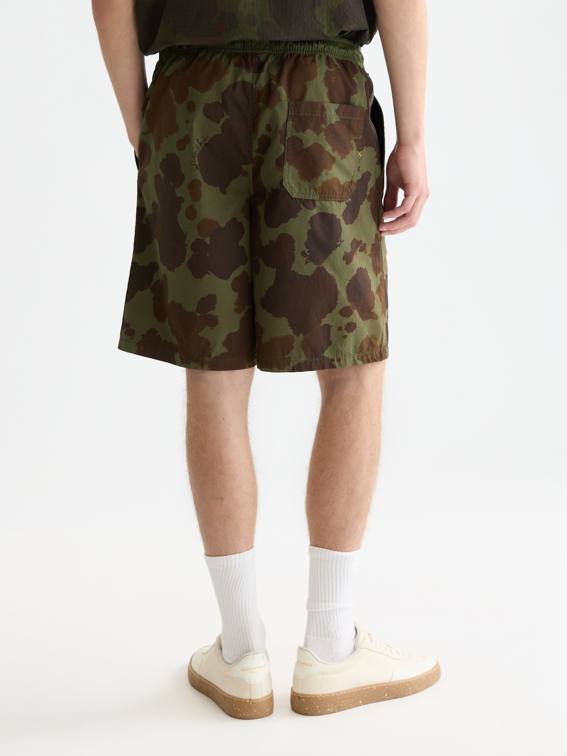 Printed poplin loose bermuda shorts