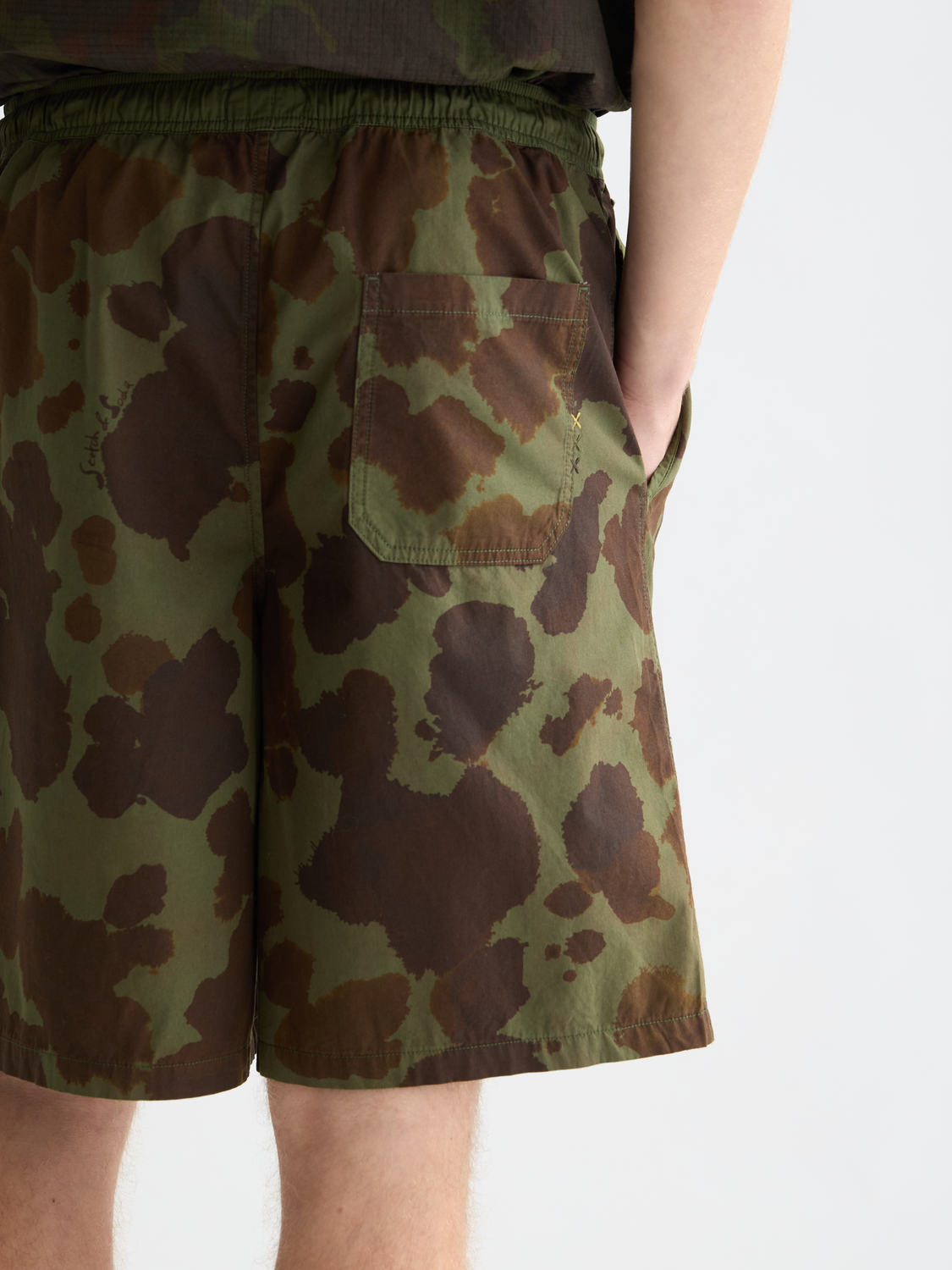 Printed poplin loose bermuda shorts