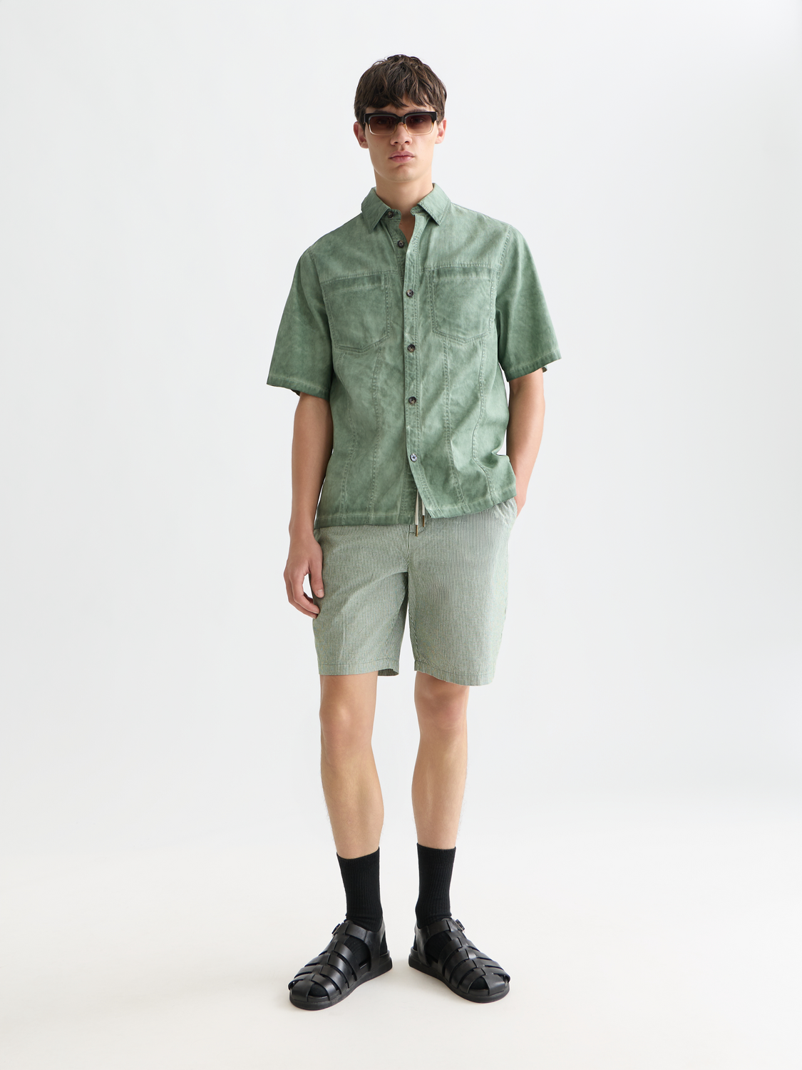 Fave cotton linen bermuda shorts