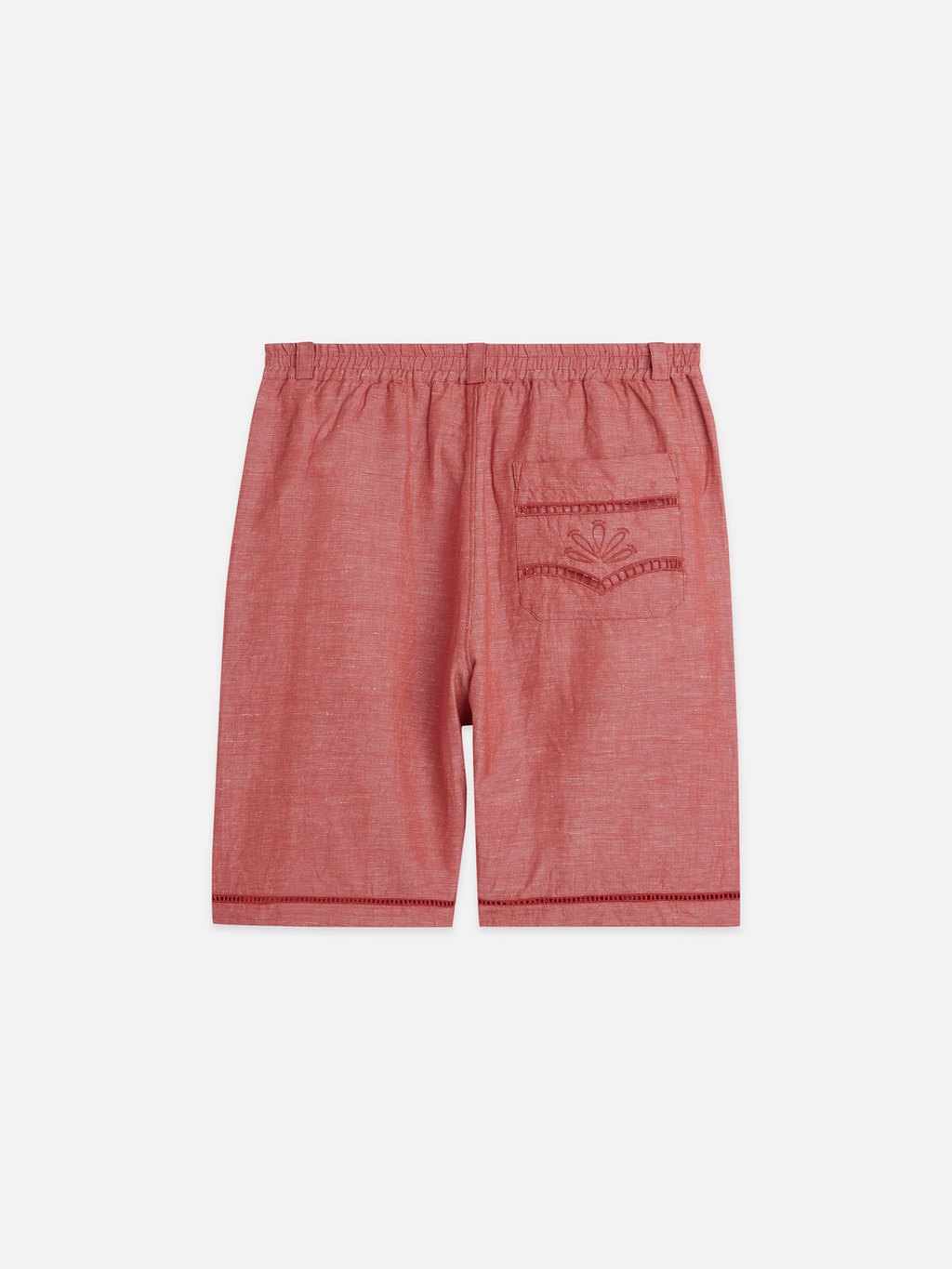 Embroidered linen-blend wide bermuda shorts