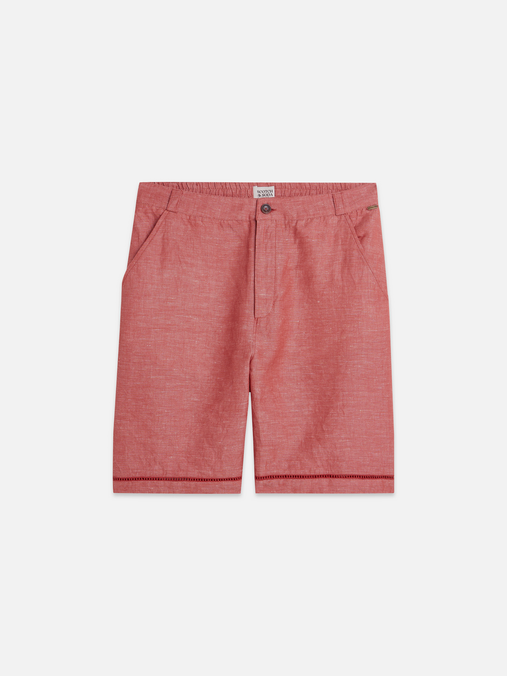 Embroidered linen-blend wide bermuda shorts