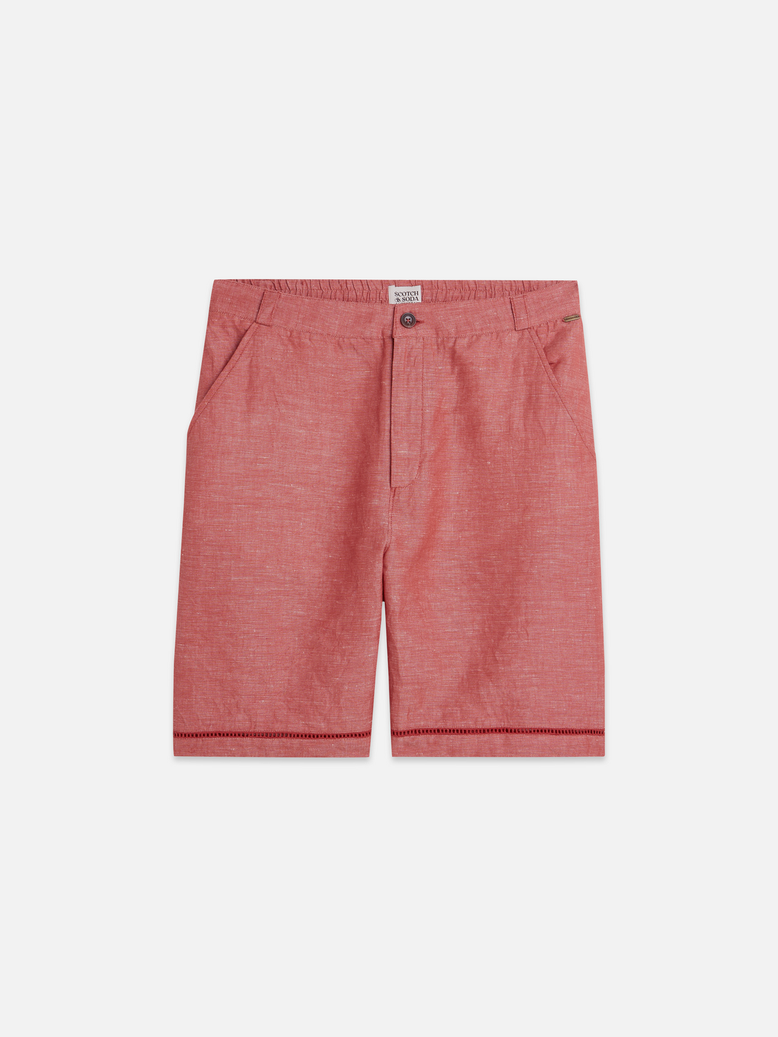 Embroidered linen-blend wide bermuda shorts