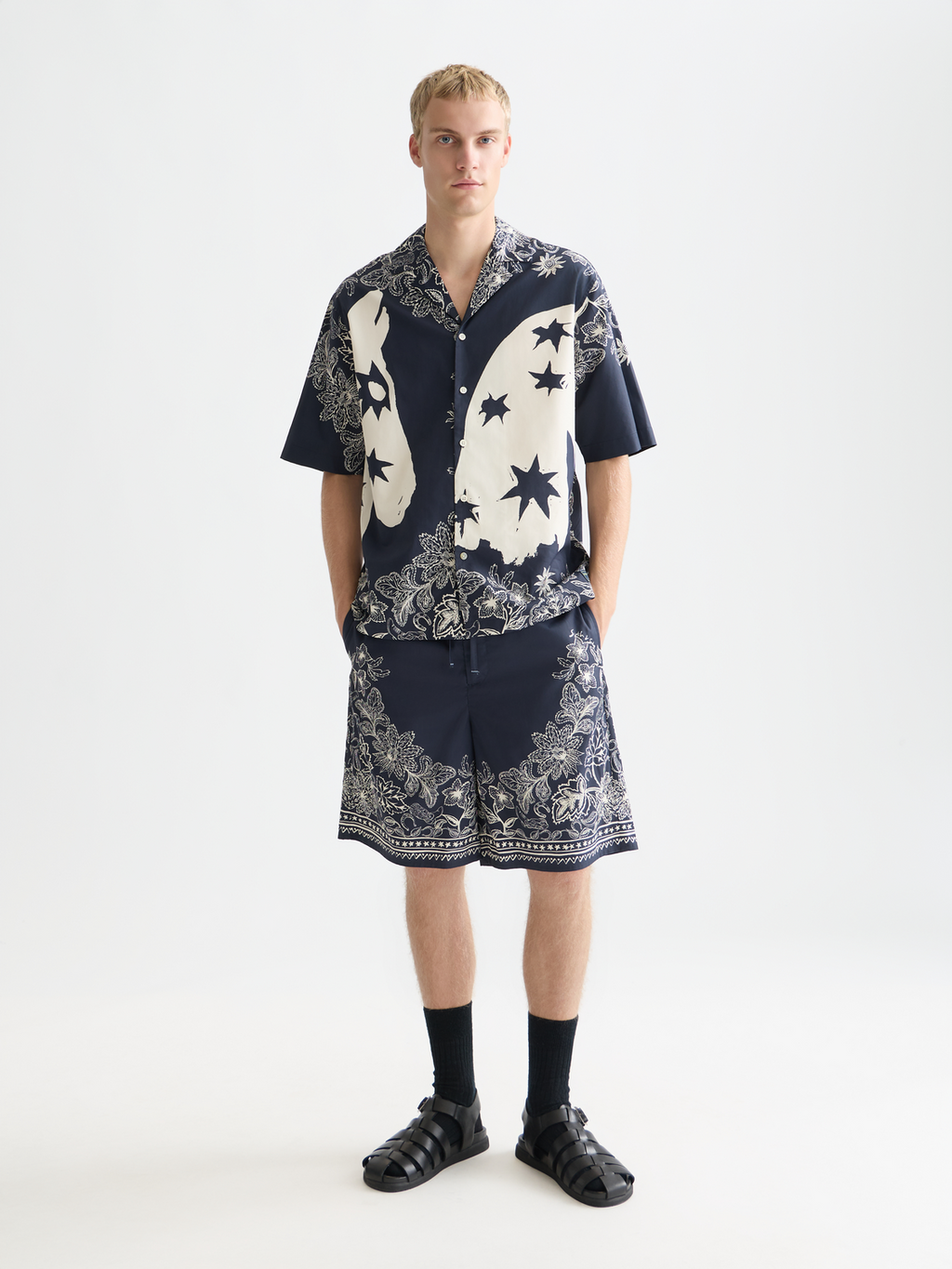 Printed wide bermuda shorts