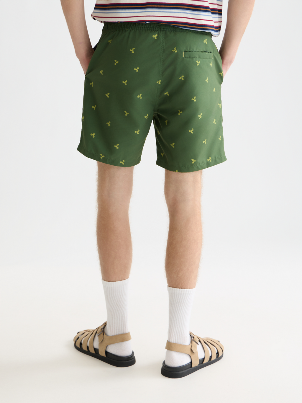 print mid-length swim shorts
