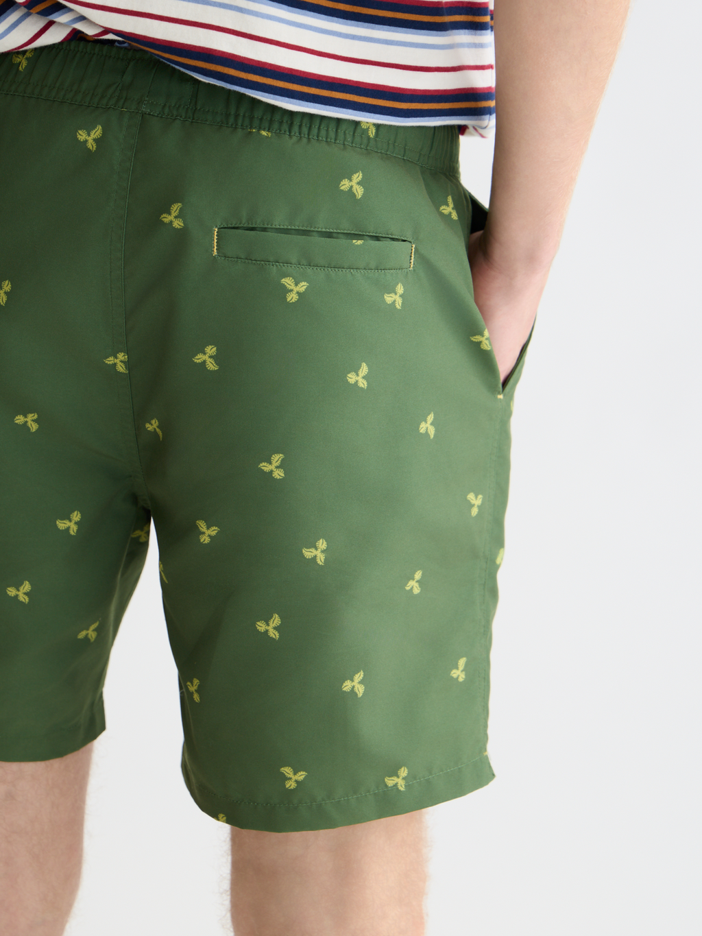 print mid-length swim shorts