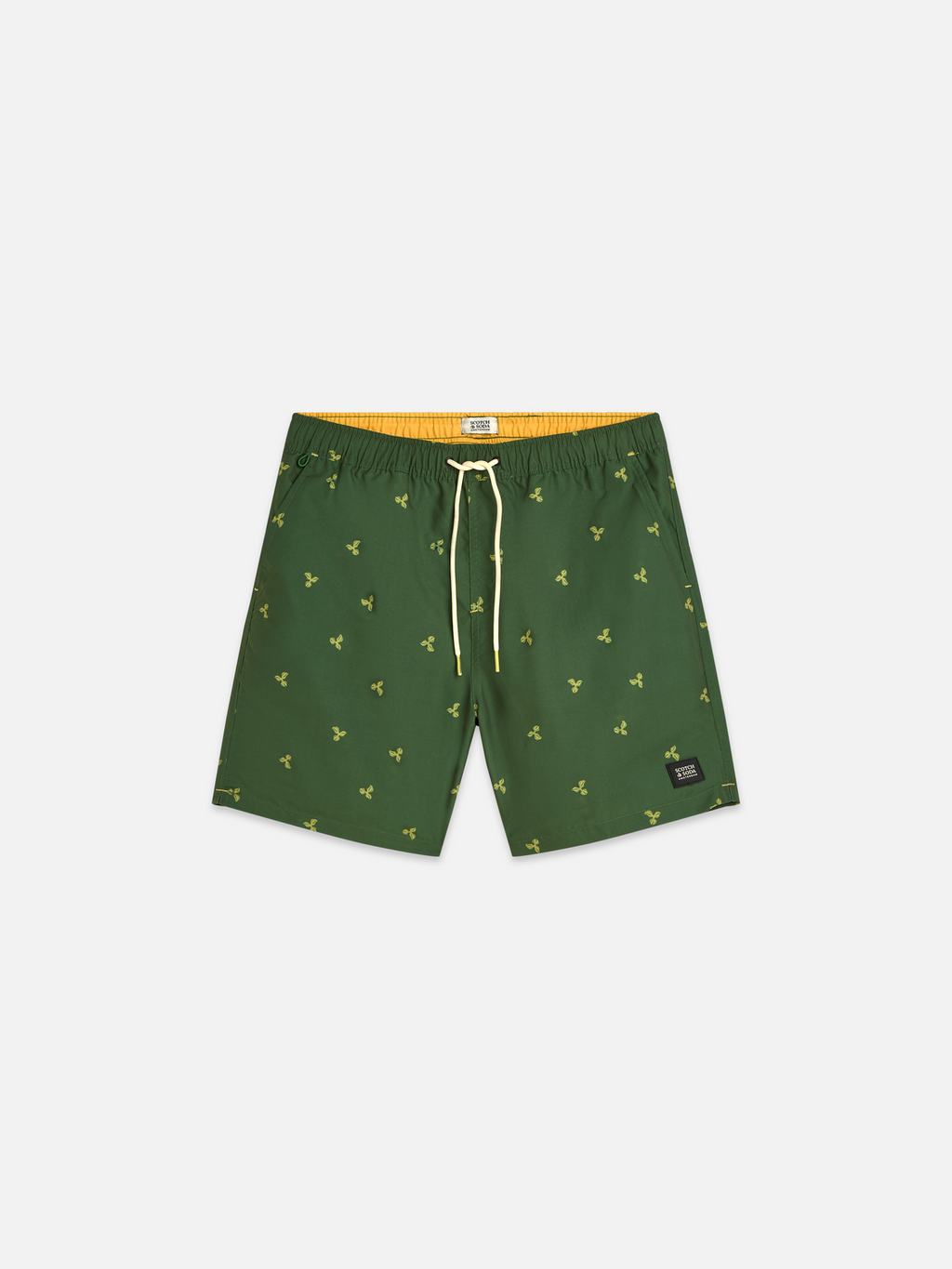 print mid-length swim shorts