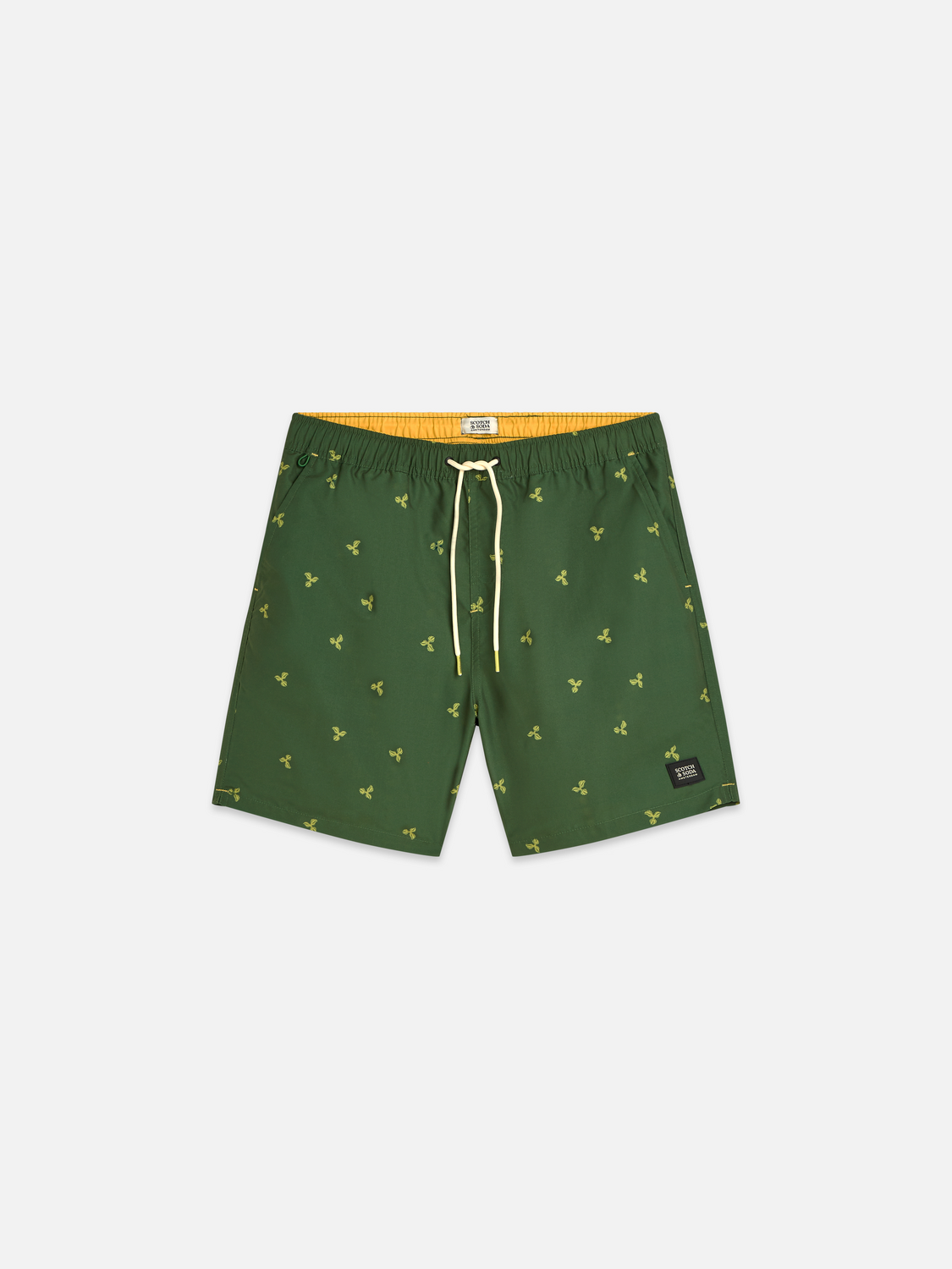print mid-length swim shorts