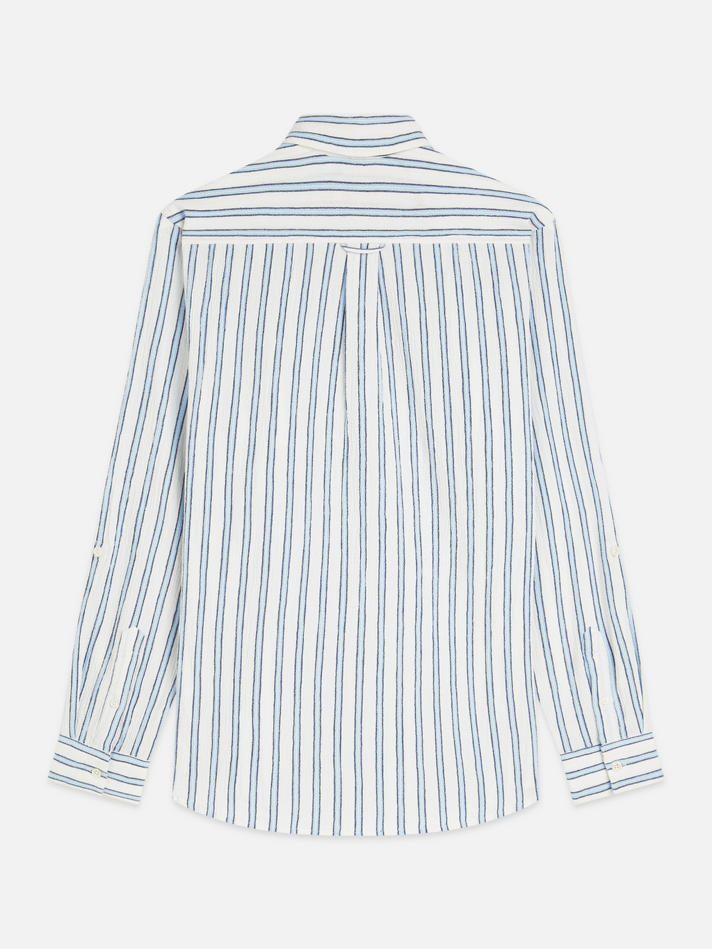 Striped crinkle structure shirt