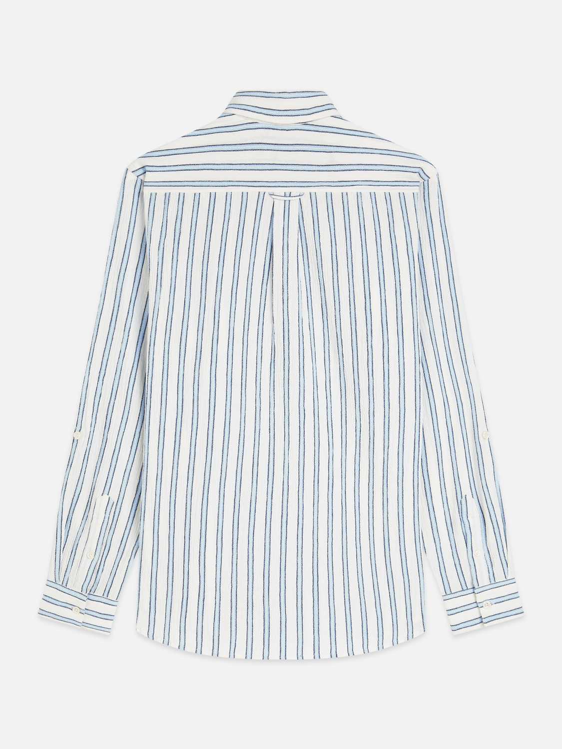 Striped crinkle structure shirt