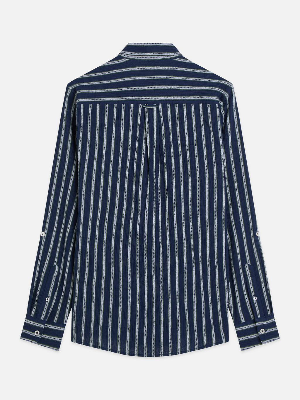 Striped crinkle structure shirt