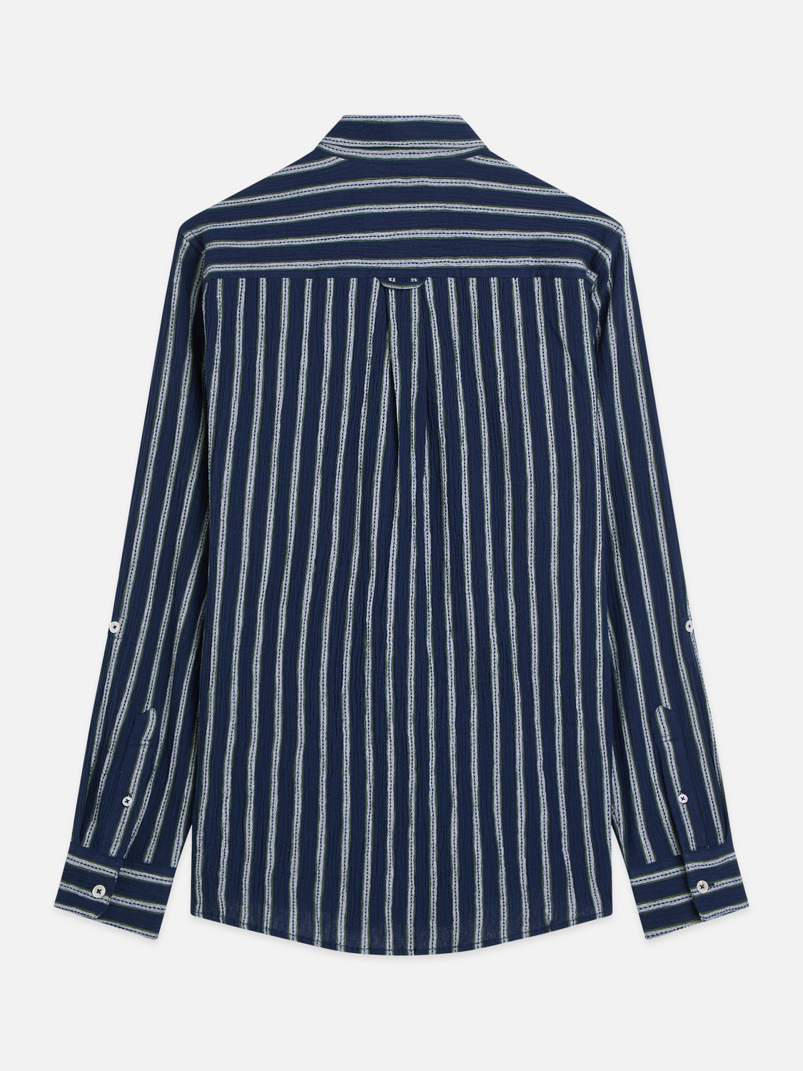 Striped crinkle structure shirt
