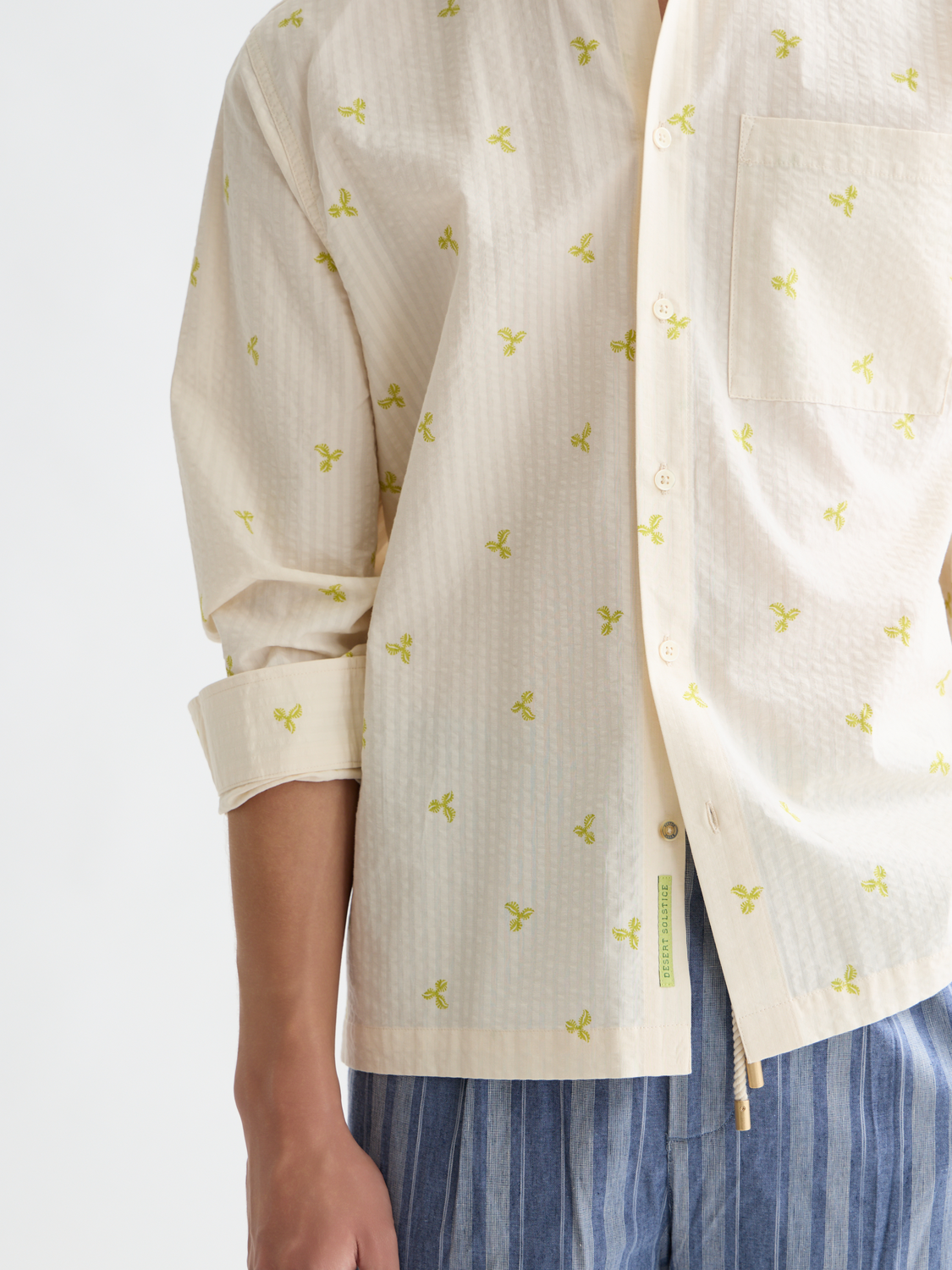 Printed seersucker relaxed shirt