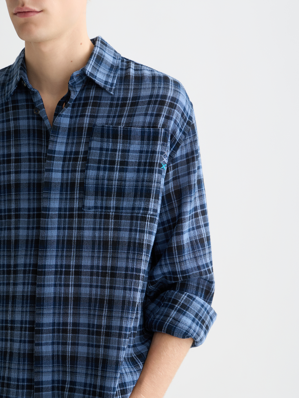 Flannel check relaxed shirt