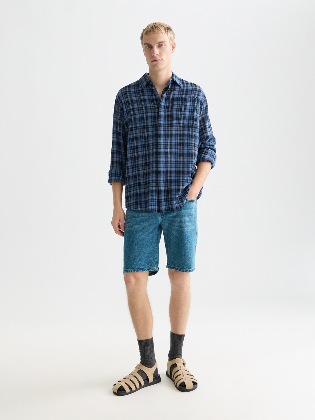 Flannel check relaxed shirt
