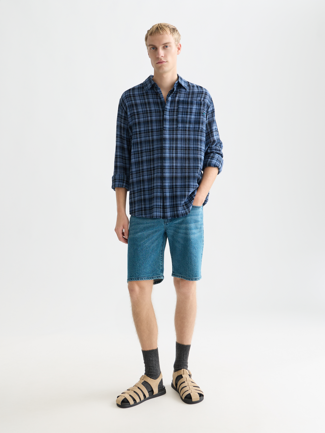 Flannel check relaxed shirt
