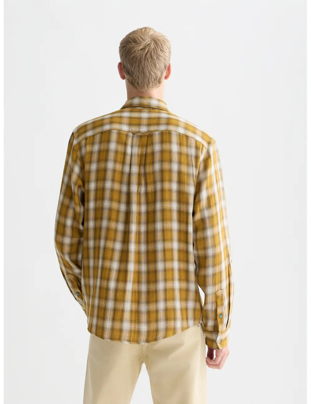 Double Cloth Check Relaxed Fit Shirt back view showing fit and finish by Scotch & Soda