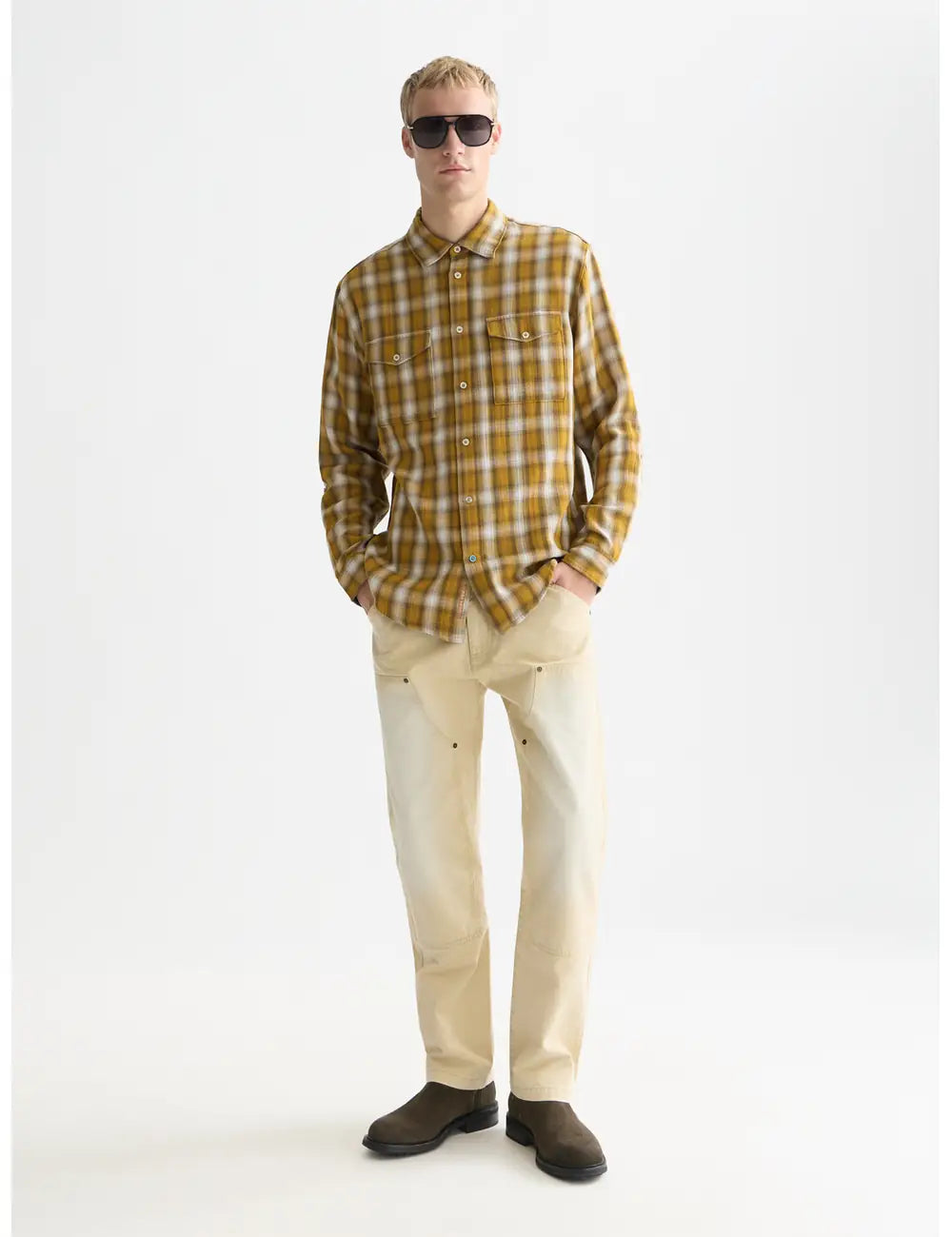 Double Cloth Check Relaxed Fit Shirt front view showing fit and finish by Scotch & Soda