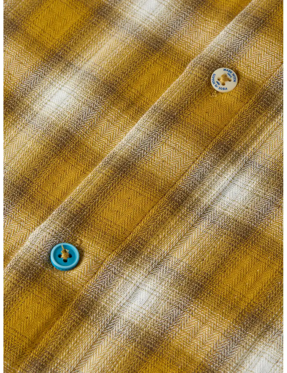 Double Cloth Check Relaxed Fit Shirt detail shot of fabric and craftsmanship by Scotch & Soda
