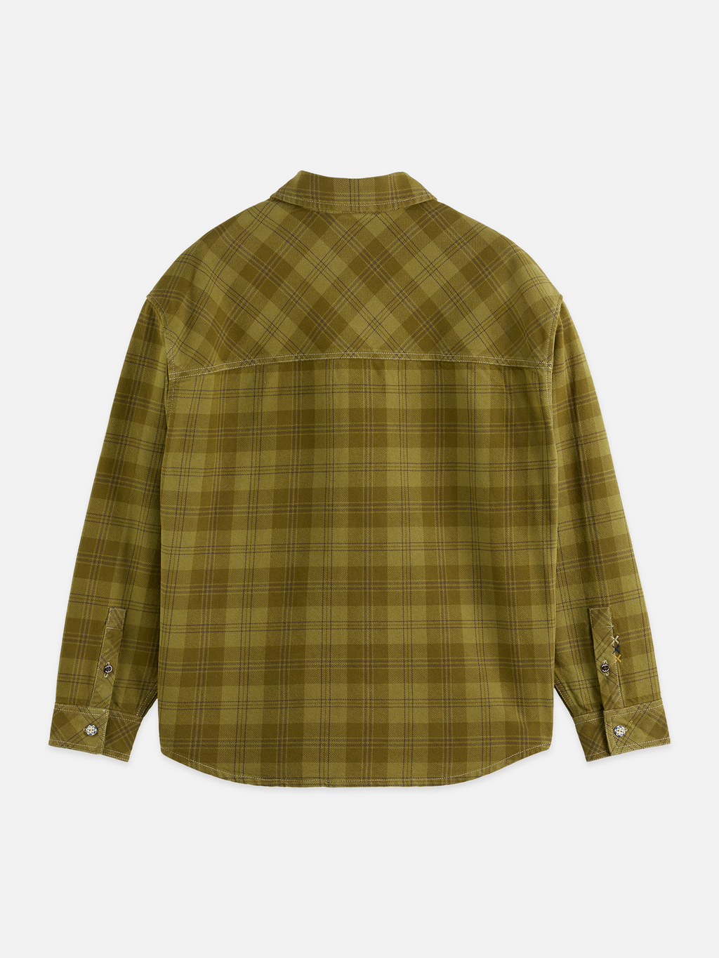 Washed denim checked overshirt